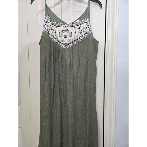 Green Sleeveless Westport XL Dress With Embroidered Front Yoke & Back Keyhole De - Picture 1 of 5